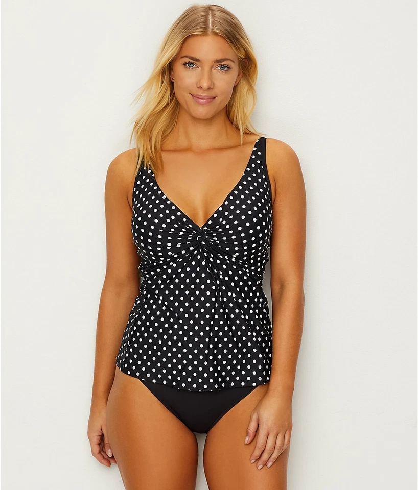 Camiseta Tankini Sunsets NEGRO/BLANCO PUNTO Forever con Aros, EE. UU. 40E/38F/36G Foto 3 de 4