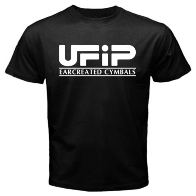 UFIP Cymbals Drums Men's Black T-Shirt Size S to 4XL