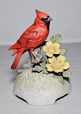 1984 Golden Crown E&R Cardinal Figurine Music Box Ebeling & Reuss Co. Rare Works