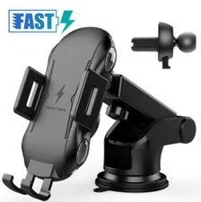 Wireless Car Charger 10W Fast Charging Auto-Clamping Car Mount Cell Phone Holder