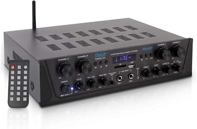 Pyle 500W 4-Channel Karaoke Bluetooth Amplifier Home Theater Receiver PTA44BT