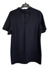 Ladies Navy Blue Casual Collection By F&F Short Sleeve Short Dress - Size 12