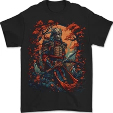 A Samurai Warrior With Swords Katana Kenjutsu Mens T-Shirt 100% Cotton