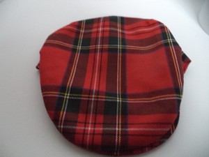 red plaid flat cap