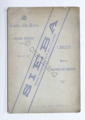Opera Libretto - Marenco - Sieba o La Spada di Wodan - Teatro Scala 1878