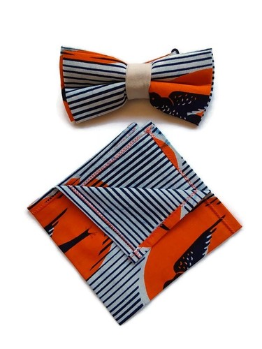 Handmade African Bow tie and Pocket Square | Valentine Gift | Unisex | - 第 1/12 張圖片