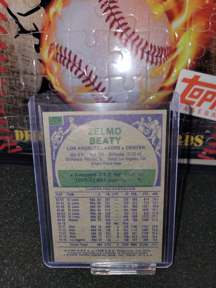 1975 Topps Basketball #177 Zelmo Beaty Los Angeles Lakers Vintage HOF ...