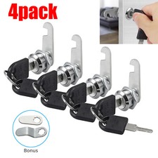 4 Pack Cabinet Locks+ 8 Keys File Cabinet Cam Cylinder Lock Drawer 16mm 12/19"