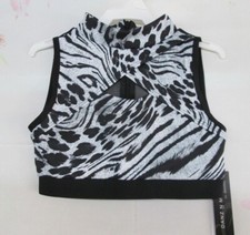 New Dance Sports Bra Crop Top Girls Size 8-10 or 12-14 Black DanzNMotion MC LC