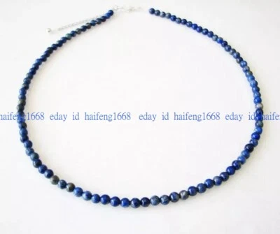 Natürliche Lapislazuli 6MM Glatt Rund Edelstein Perlen Handgefertigt Halskette - Bild 1 von 4