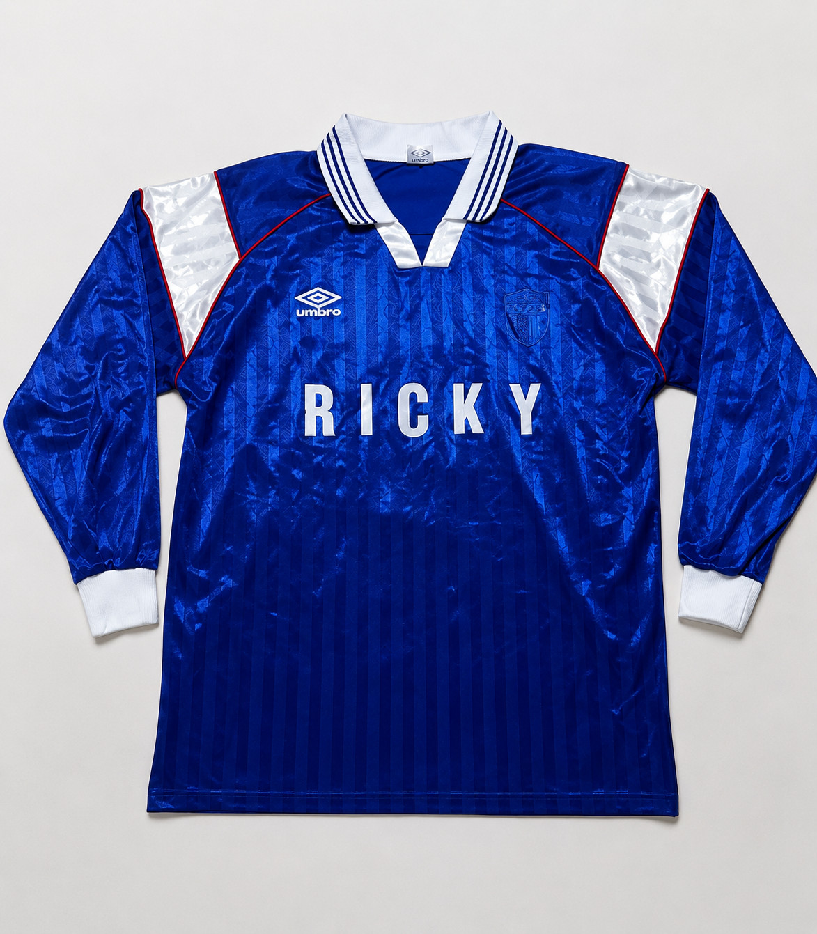 Vintage 90s Umbro Template Long Sleeve Soccer Jersey Blue Mens Size L Ricky 12