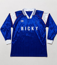 Vintage 90s Umbro Template Long Sleeve Soccer Jersey Blue Mens Size L Ricky 12