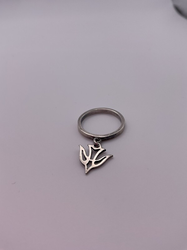 Retired James Avery Sterling Silver Descending Dove Charm Dangle Ring Size 4