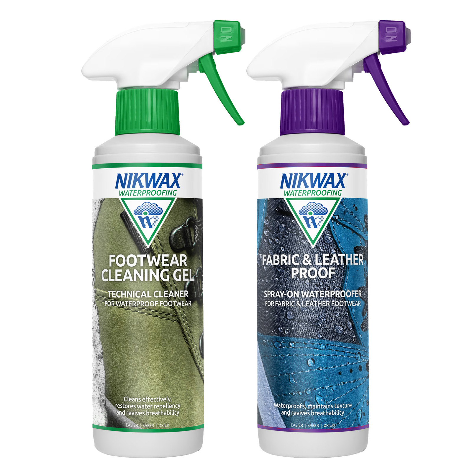 Nikwax Footwear Cleaning Gel/Fabric Leather waterproofing Cleaning Spray Pack