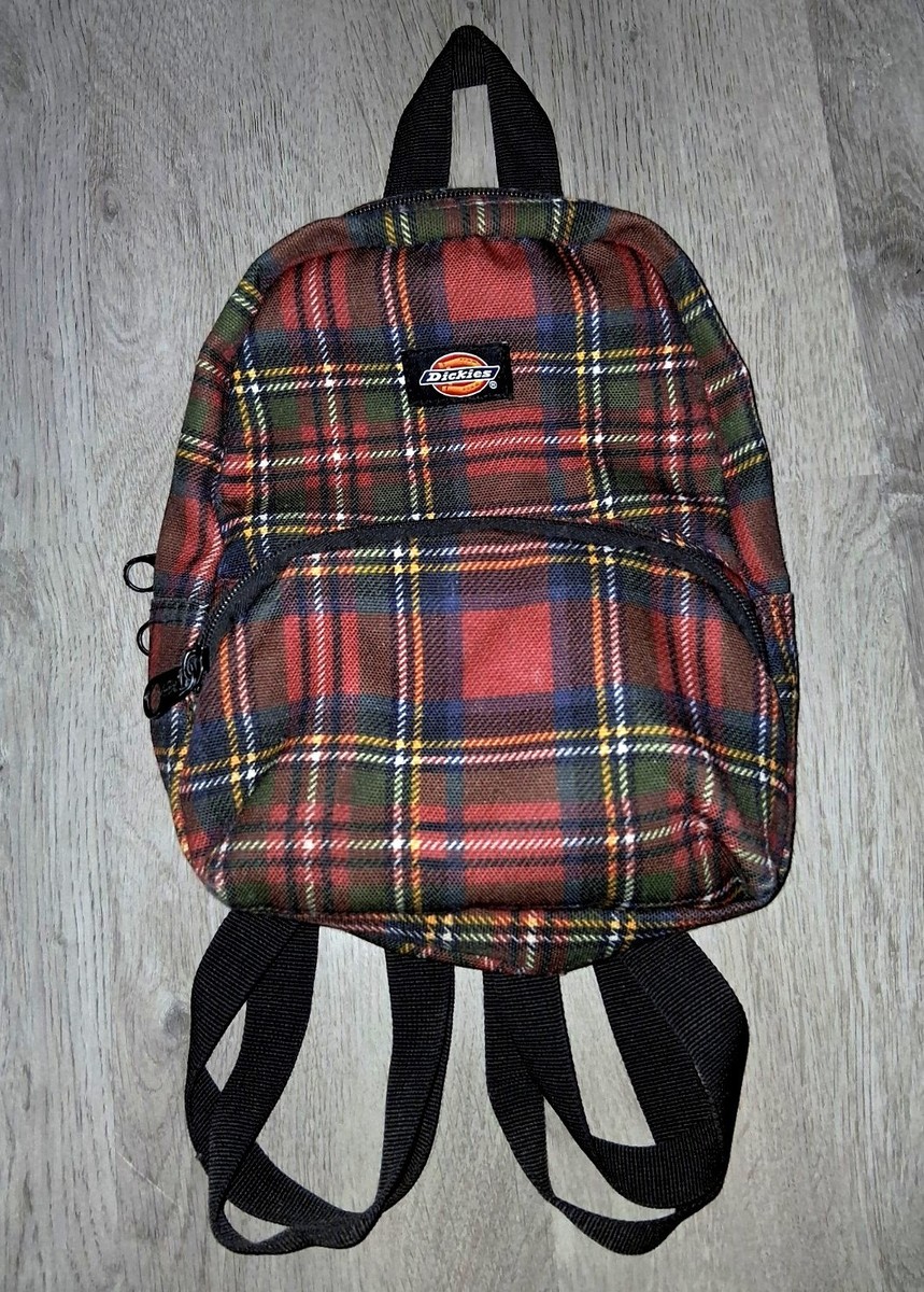 dickies mini backpack plaid Dickies Mini Backpack Small Bag Purse Red Plaid Tartan Gothic Grunge Punk  Skater