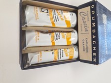 VTG. GRUMBACHER casein color, box 3 tubes (1" x 4") Cadmium Orange, NOS, rare!
