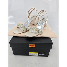 Badgley Mischka Clara Heels Womens 9.5 White Satin Embellished Wedding -Good