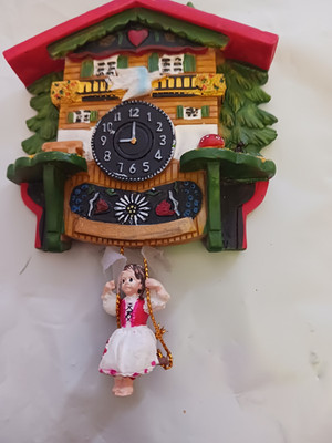 Bavarian House,decorative German cuckoo clock decor,Magnet Girl on Rope/Swing