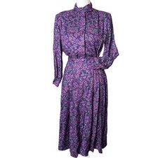 Vintage Pendleton Sophisticates Purple Floral Rayon Top Skirt Set Petite 8