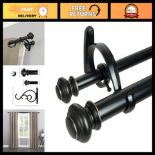 Telescoping Double Drapery Rod Set, 36-72", Antique Bronze, Adjustable Curtain R