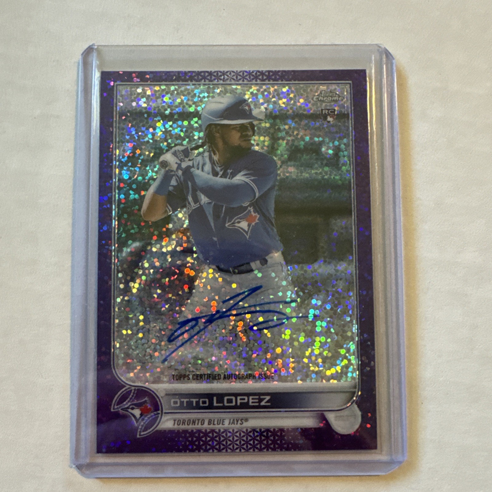 2022 Topps Chrome Purple speckle Refractor Otto Lopez Auto Rookie Card # /299