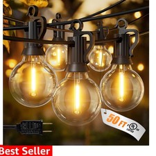Outdoor String Lights, 50FT 25 G40 Bulbs Shatterproof Patio Lights, Waterpro...