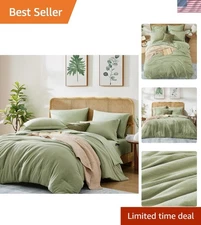 Elegant Sage Green Full Size Comforter Set - 7 Pieces for All Seasons