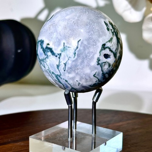 315G  Natural green water grass agate ball quartz Crystal ball treatment water - Picture 15 of 15