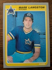 MARK LANGSTON, 1985 FLEER ROOKIE CARD #492, MARINERS. rookie card picture
