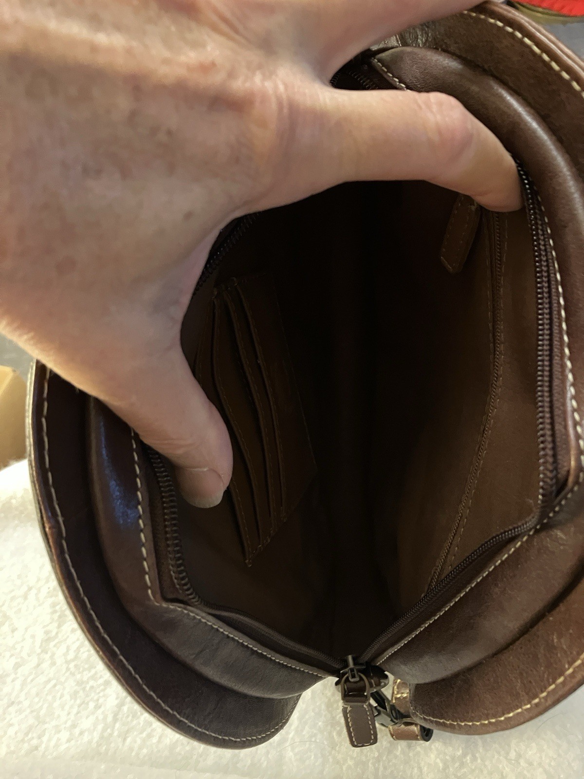 PONY Borsa Myra capelli di cavallo lavorata a mano in pelle marrone rotonda tracolla borsetta a tracolla