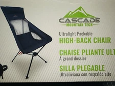 NEW Cascade Mountain Tech Outdoor High Back Lightweight Camp Chair with Headrest