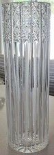 Large Crystal Diamond Cut Cylinder Vase Frosted Vertical Refract Art 12 H Nice