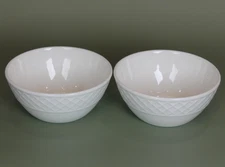 Mikasa -Trellis - Fruit / Dessert Bowls - TWO - 2 - White - 4 1/2" diameter