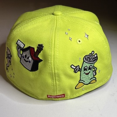 Supreme S Logo Characters New Era Fitted Hat Neon Green Size 7 1/4