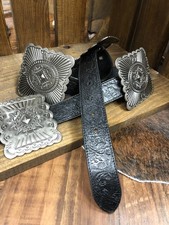 BLACK  LEATHER  CONCHO  BELT