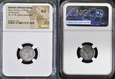 Marc Antony Silver Denarius 30BC Genuine Legionary Roman Imperatorial NGC Graded