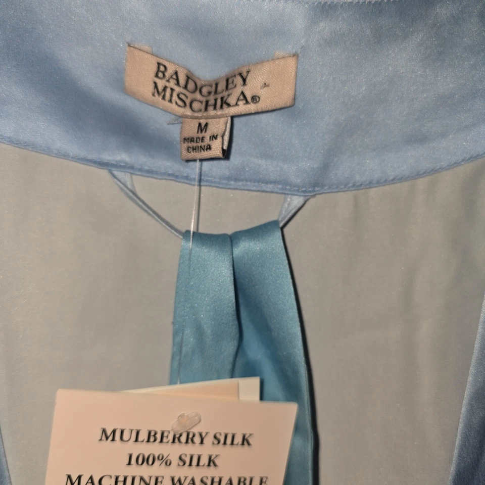 NUEVO CON ETIQUETAS Badgley Mischka Mujer Morera Seda Aqua Ombre Bata Tirar Corbata Foto 4 de 4