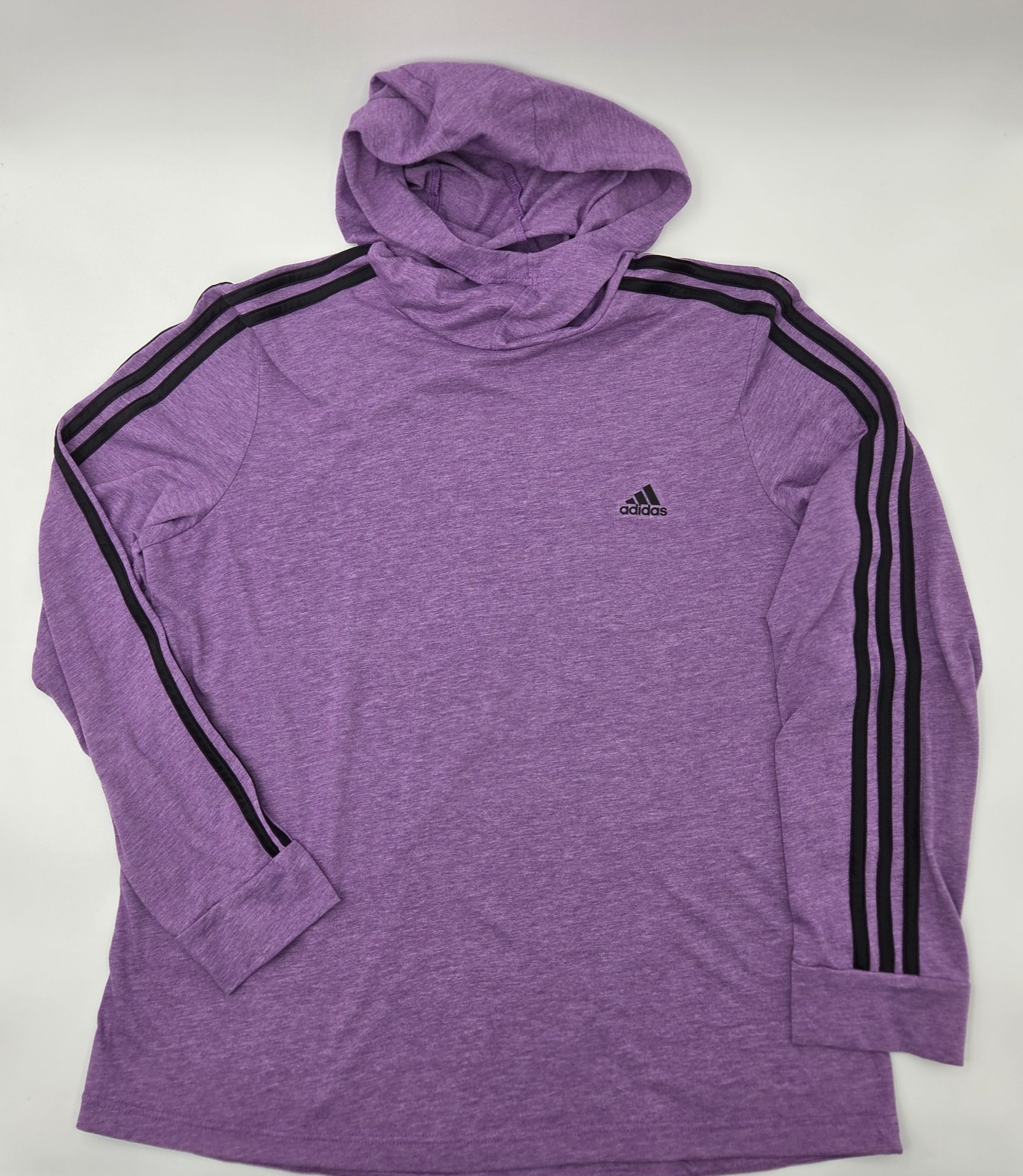 Adidas Size XL Women Shirt Hoodie Pullover Climalite Long Sleeve 3 StripesPurple