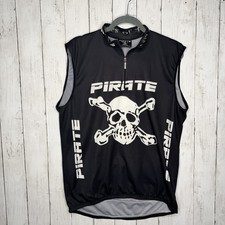 Pirate Cycling Jersey Mens XXXL Black Skull Graphic Sleeveless 1/4 Zip Top