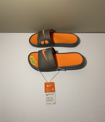 Nike Benassi Solarsoft Men's Size 8 Slides Sandals Grey Orange 431884-003