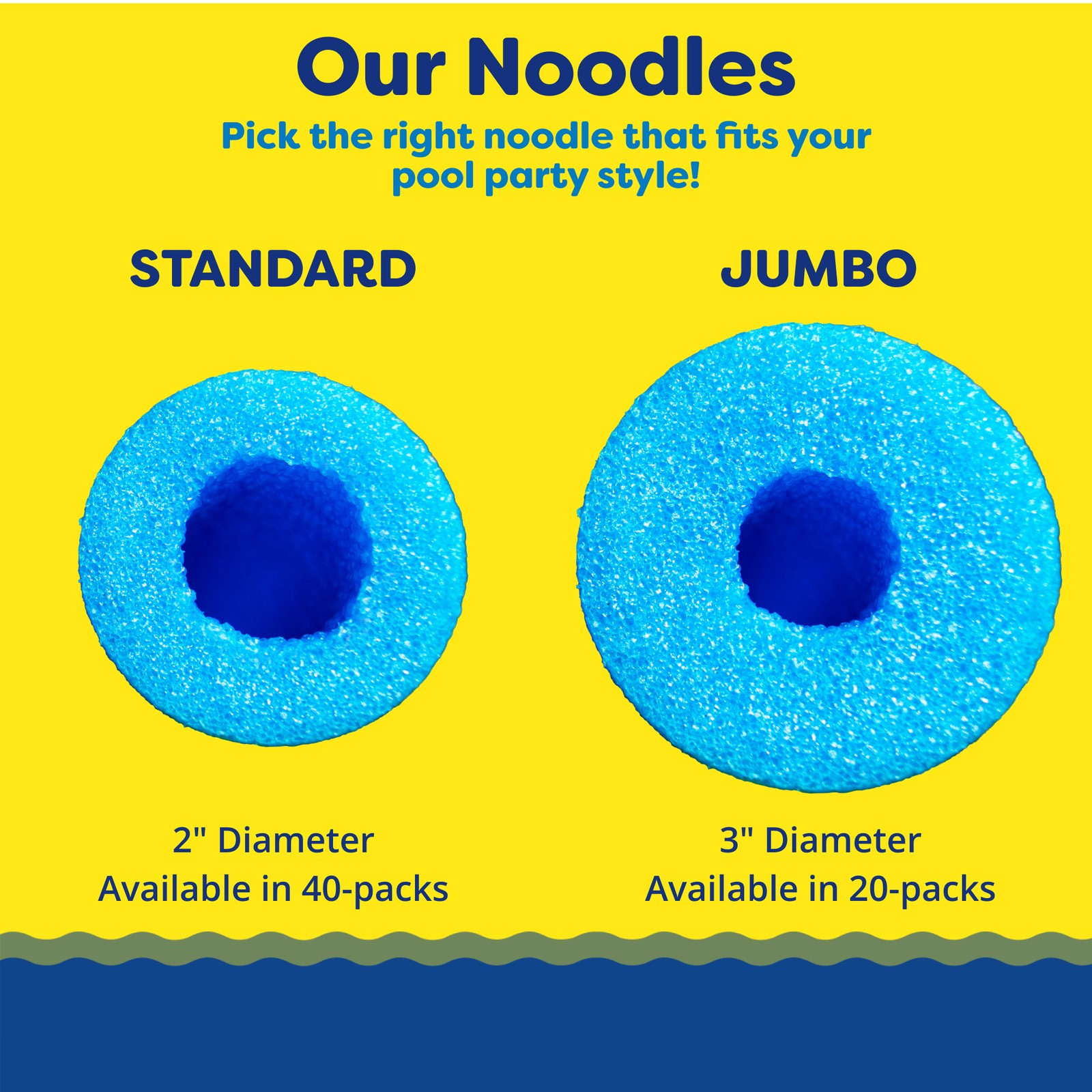 In The Swim 40-Pack, 2-Inch Diameter Standard Pool Noodles – Soft Large Foam