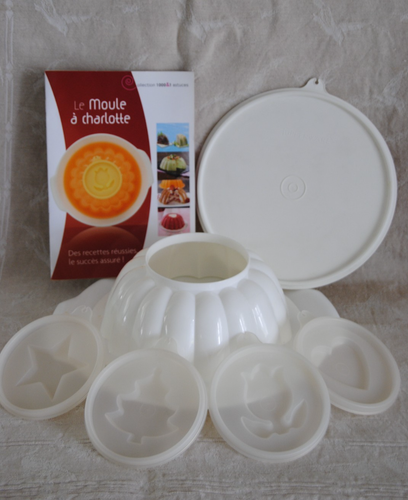TUPPERWARE MOULE À charlotte Glace Aspic Flan Bleu 20 cm 4 Fonds + Couvercle EUR 20,00 - FR