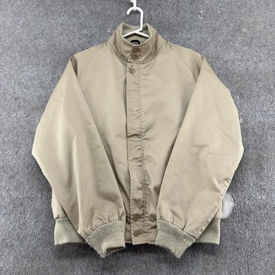 VINTAGE Zero King Jacket Mens L 42 Beige Bomber Flannel Lined Button Talon 70s