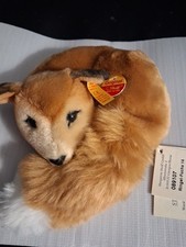 Vintage Steiff Ringel Fuzzy Fox Plush Stuffed Toy - Laying Curled Animal SOFT