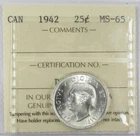1942 Canada Twenty-Five Cent - ICCS, MS-65