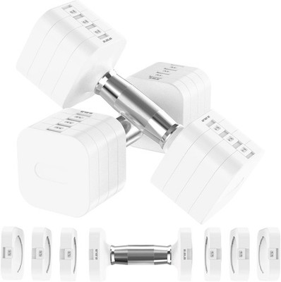 Adjustable Dumbbells Set with Four Weights, Metal Handle, Non-Slip Grip, Home