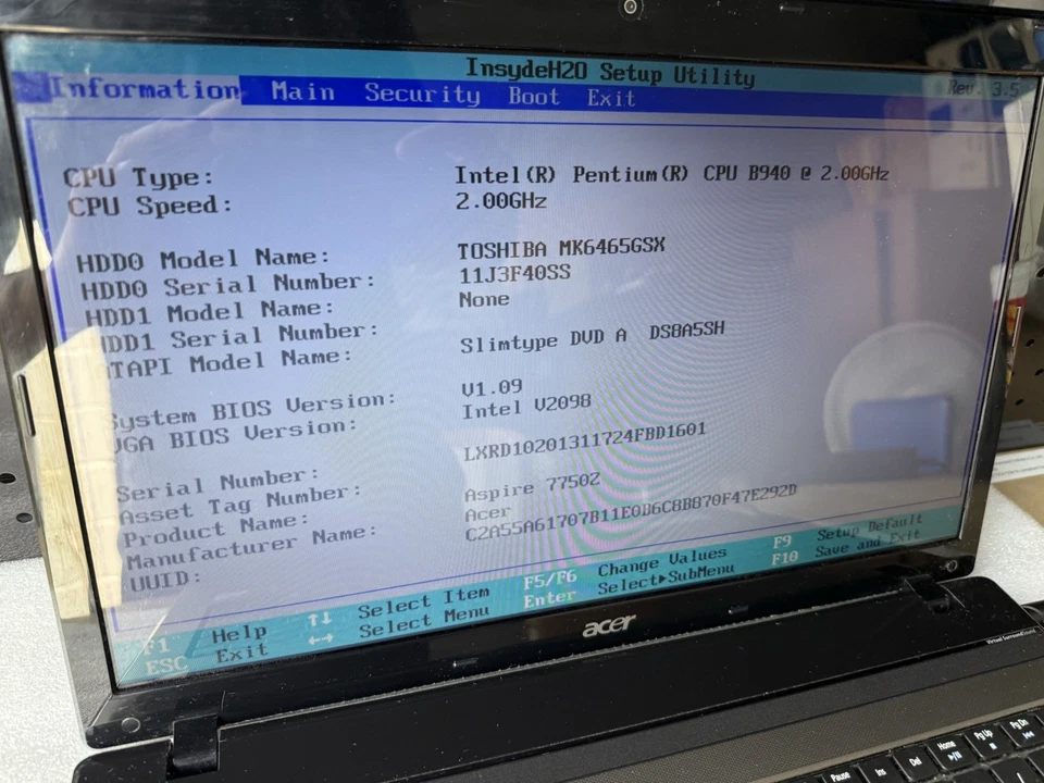 Acer Aspire 7750Z-4623 Intel Pentium B940 @2.40GHz 4GB RAM 640GB HDD 17.3" LCD Foto 4 de 4