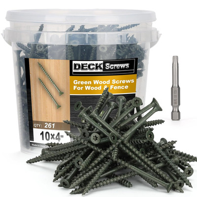 Deck Screws #10 X 4  , T25 Star Torx Drive Flat Head Wood Screws, Green, 5Lb