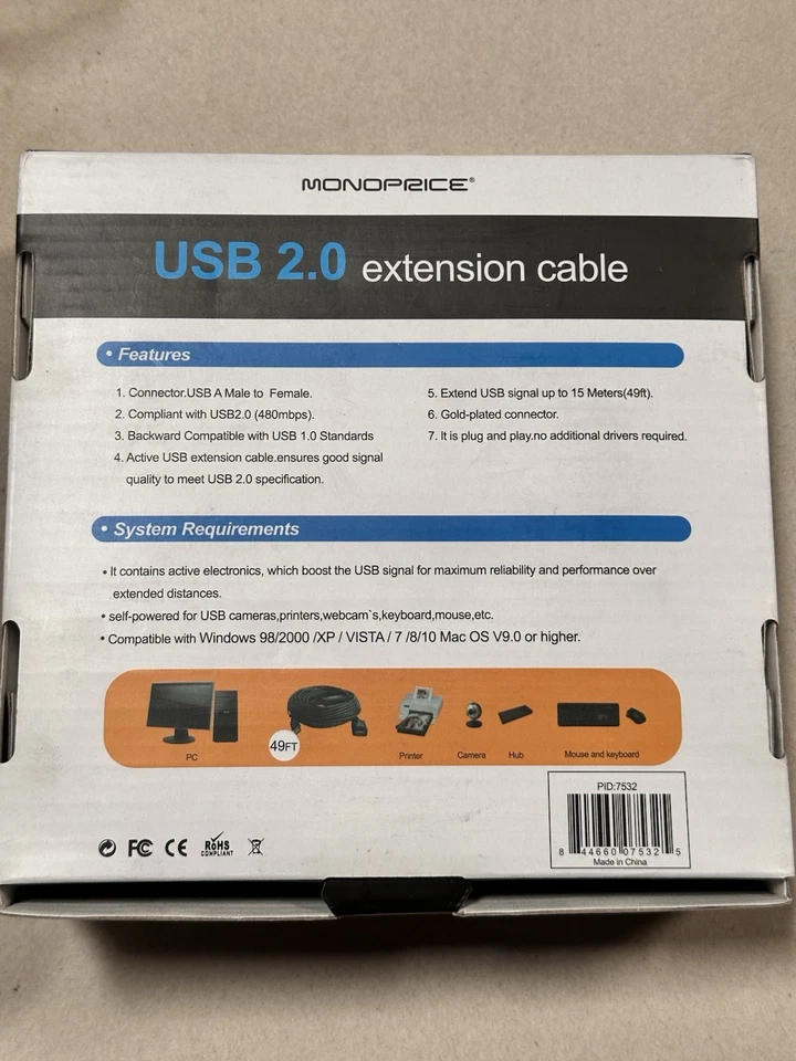 Monoprice 49ft 15M USB 2.0 A Male to A Female Active Extension / Repeater Cable - Image 3 of 3