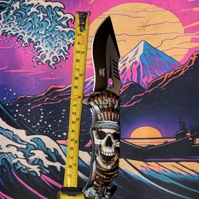 Elit Edge 5024 Skull Design Pocketknife Stainless Steel Blade